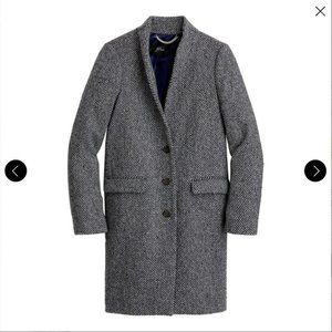 NEW J. CREW 00P 00 Petite Navy Donegal Topcoat In English Herringbone Wool